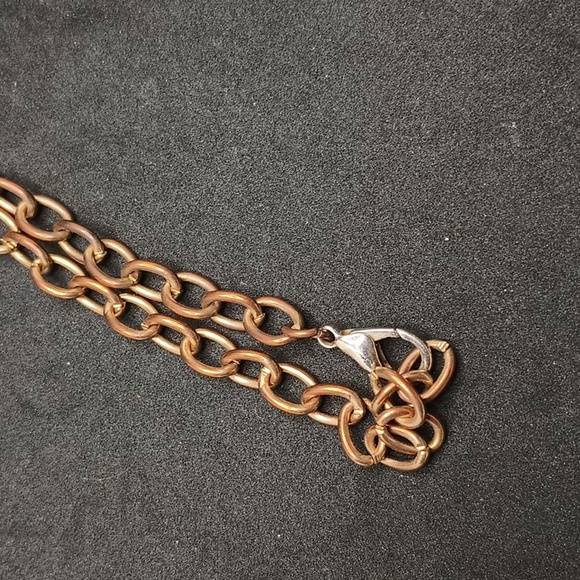 vintage gold tone bronze tone lock necklace - Picture 4 of 4